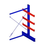 雙面懸臂副架，1500*1600*2500，400kg/層，4層，懸臂長700mm，含底座，