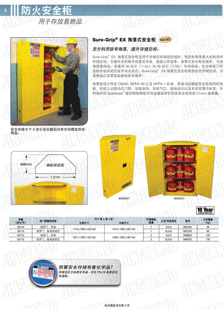 美國杰斯瑞特，防火安全柜，justrite防火柜，justrite安全柜，防爆柜justrite